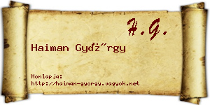Haiman György névjegykártya