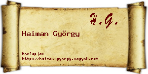 Haiman György névjegykártya